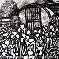 tin shed and irises