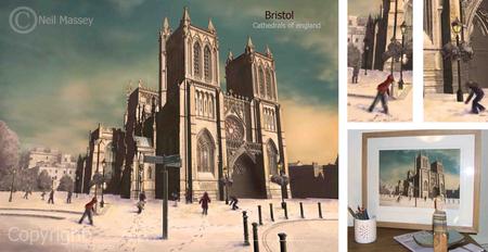 Bristol cathedral in the snow