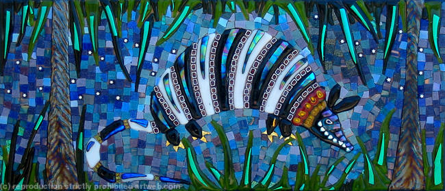 Armadillo Glass Fusions, Vitreous glass and Millefiori 60x26cm