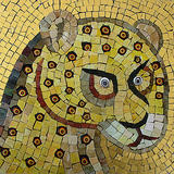 Sicily Leopard Head - Smalti, millefiori fusions and Gold leaf Smalti