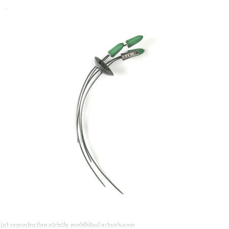 green and oxidised silver pin