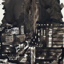 St Pauls Tower from Talbot Street at night