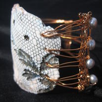 Porcelain and copper woven cuff