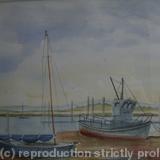 Boats at Low Tide, West Mersea,Essex - Watercolour