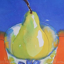 Green pear in bowl