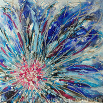 Blue Floral Abstract Original Painting