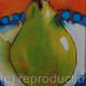 Green pear on a blue…