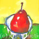 Red Pear in Floral Bowl