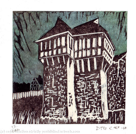 Stokesay castle north tower white and grey-green