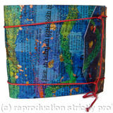 Front cover of blue medieval book showing binding - Mixed media cover and 48 pages of Bockingford 300g watercolour pages