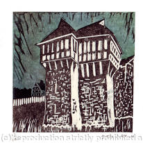 Stokesay castle north tower white and grey-green