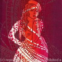 sari lady red and orange