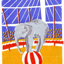Circus elephant on ball
