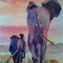 Mum and baby elephanat