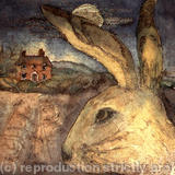 sotterley hare - handmade print with watercolour