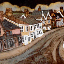 then as gold moon rose the folk slept on yet the rooks disturbed fly high, Lavenham