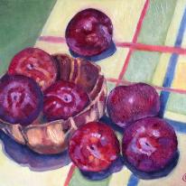 Plums in copper Bowl