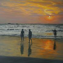 Evening light sea shore