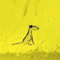 mini graffiti dog . yellow
