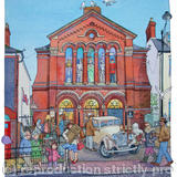 The Flea Market, Lewes - watercolour and pen