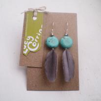 Turquoise and Feathers Earrings 
