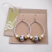Large White Beaded Hoops