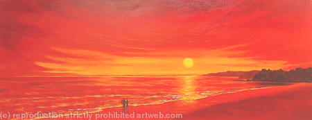 Romantic Couple at Red Sunset