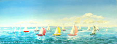  Mermaid Yachts with the Spinnakers Up.