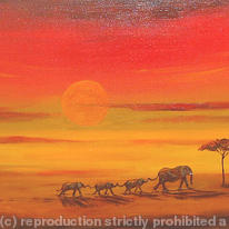 Elephants at Sunset