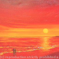 Romantic Couple at Red Sunset