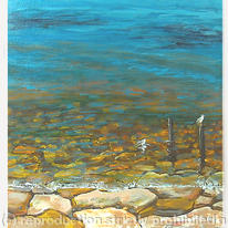 Rocky Shore and Seagulls