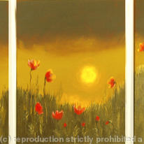 Chocolate Sunset Poppy Field Triptych