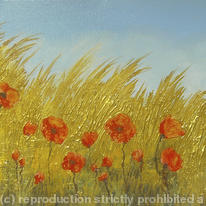 Metallic Gold Poppy Field