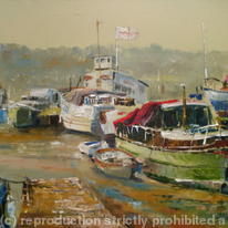 Boats at Chatham dock  pleinair
