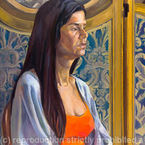 Girl with Embroidered Screen