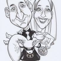 Wedding thank you card caricature