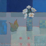 Two pears and white roses - Acrylic on canvas