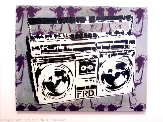 Old Stereo 01 stencil on canvass 50x40cm