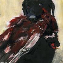 BLACK LAB WITH PHEASANT