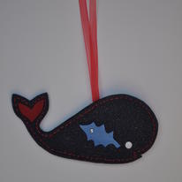 Whale - dark blue glitter felt