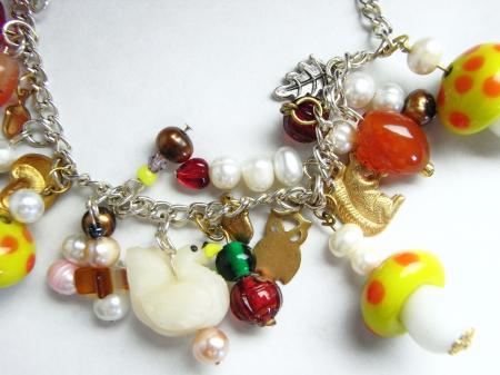 Autumn magic mushroom park walk charm bracelet