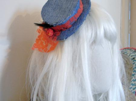 mini denim boater fascinator