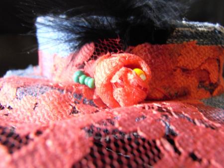 close up of denim mini boater