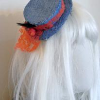 mini denim boater fascinator