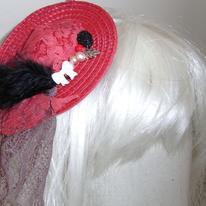 red mini berries boater fascinator