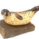 Seal Basking | (sold) | 30 x 18cm | Burnished clay, smoke fired and waxed on stone base Seal Basking