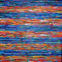 BLUE RED STAVE PAINTING