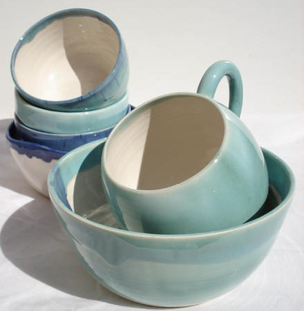 stacked bowls and mug