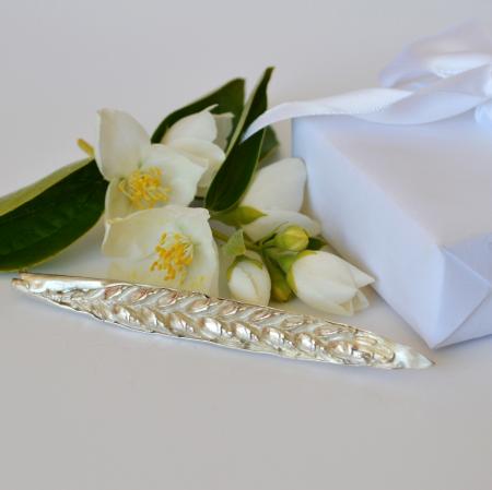 Silver wheat ear brooch