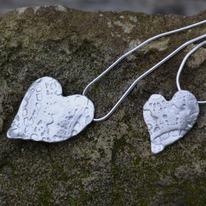 Handmade silver lace heart necklace (small)